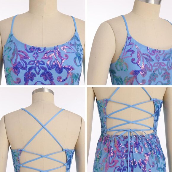 Women Sequin Short Dress for Homecoming Teens Party Sparkly Bodycon Mini - Picture 5 of 5